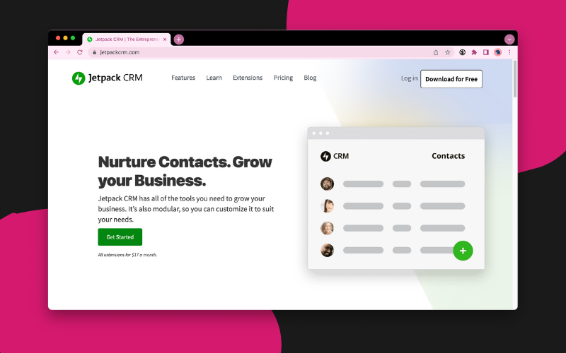 a website of Jetpack CRM